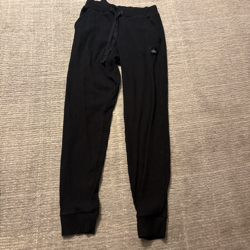 ALO Yoga Black Ribbed Pants